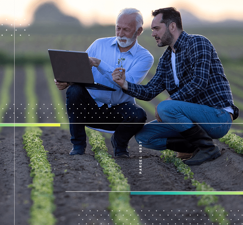 Two-men-in-a-field-looking-at-a-computer